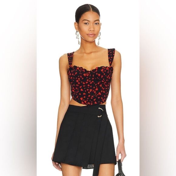 NWT Lovers and Friends Stacy Hearts Black Red Tank Top Size S - Picture 6 of 11